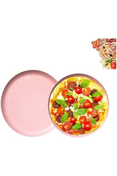 drobina Turkish Granite Pizza Tray 24 (Pink), Pink