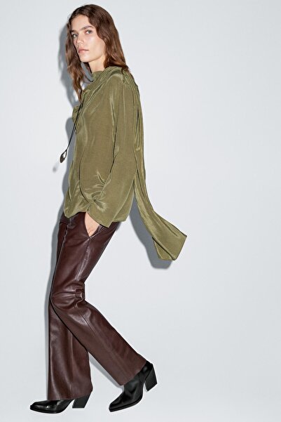 Massimo Dutti Hacimli yakalı dökümlü bluz