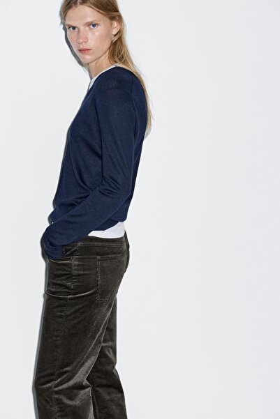 Massimo Dutti Straight fit ince fitilli kadife pantolon