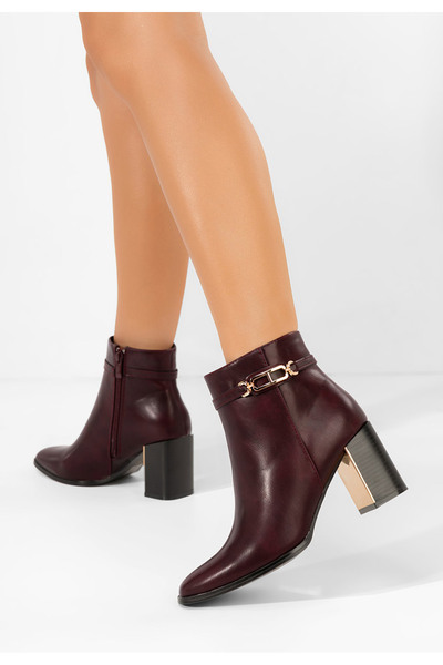 B T Shoes Botine cu toc gros Arletta grena