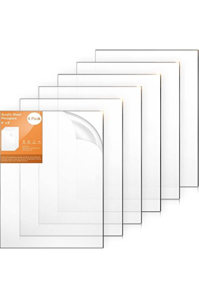 Slasa لوح أكريليك شفاف مقاس 15.2 × 8 بوصة - 0.08 بوصة/2 مم، لوحة بلاستيكية شفافة مربعة لمشروع DIY