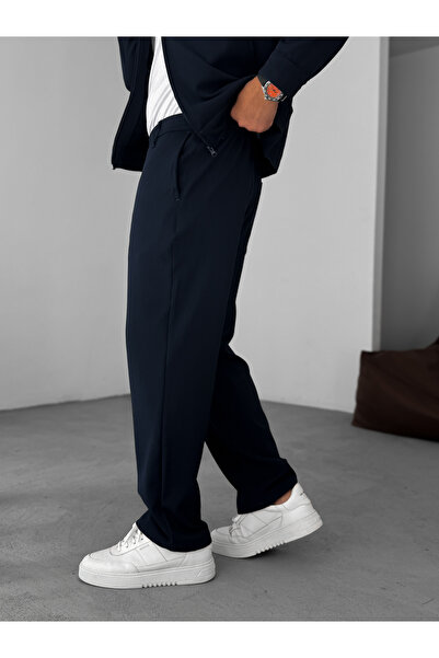 BYBASICMAN Lacivert Örme Fitilli Baggy Pantolon GJ-