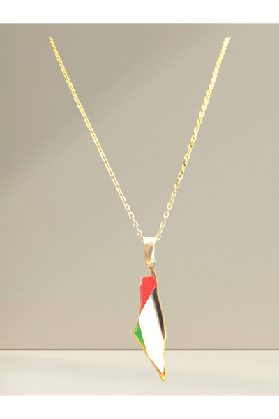 GOOG DESIGN قلادة فولاذية بتصميم خريطة فلسطين