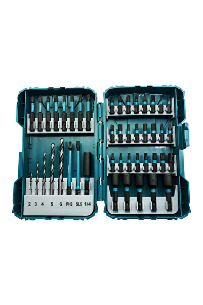 TOTAL Mıknatıslı Darbeli Bits Uç Seti 49 'lu Set PZ PH SL Torx HSS Delme Ucu Somun Adaptör Ucu Tutucu