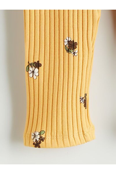 LC Waikiki LCW Kids Beli Lastikli Çiçekli Kız Çocuk Tayt