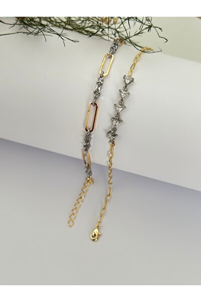 mibrillo سوار أنيق مزدوج من حجر الباجيت الفاخر مع سلسلة مشبك ورق