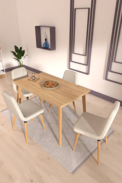 VİLİNZE Tosya Sandalye Avanos Ahşap Mutfak Masası Takımı - 70x120 Cm