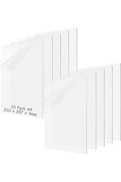 Slasa مجموعة ألواح زجاج أكريليك أكولافي، سمك 3 مم، 21 × 30 سم، ألواح زجاجية شفافة، عبوة من 10 قطع