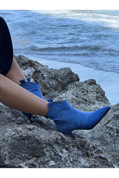 Gilla Shoes and Bag Storm Jean Dokulu Kısa Çizme