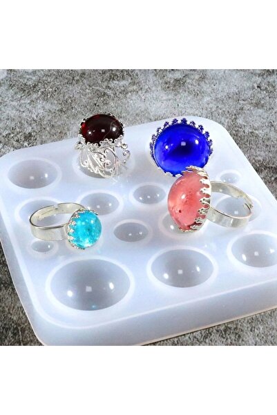 Siliko World Silikon Epoksi Reçine Kalıbı Yarım Küre Yüzük Taşı Kalıbı