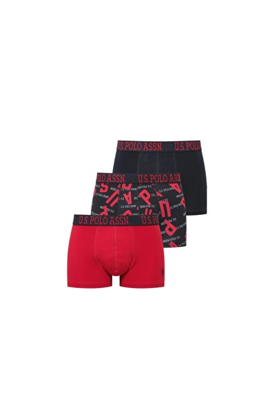 U.S. Polo Assn. Men's Licensed Uspa / Red - Printed - Navy Blue Exclusive 3-Piece Boxer