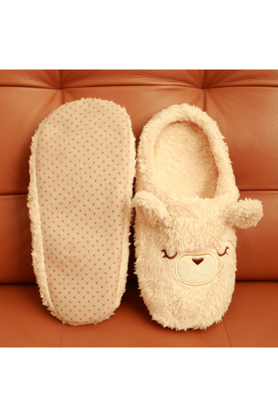 OEM Fluffy and comfortable slip-on slippers for women, cute teddy bear pattern, 31508-01