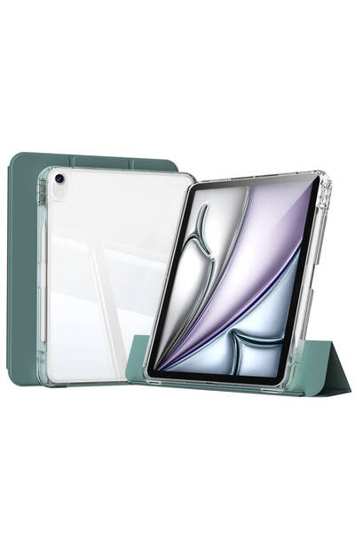 zore حافظة iPad Air 11 2025 M3 حافظة مغناطيسية قابلة للفصل مع وسادة هوائية TKDW حافظة تابلت منزلقة - أخضر داكن
