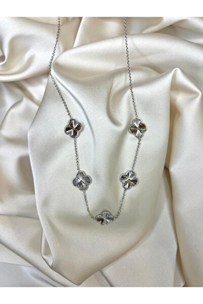 Roha Yüksek Kalite Paslanmaz Silver Clover Kolye
