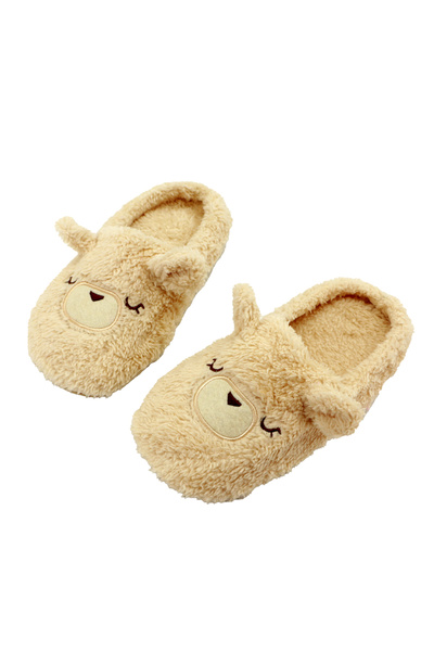 OEM Fluffy and comfortable slip-on slippers for women, cute teddy bear pattern, 31508-01