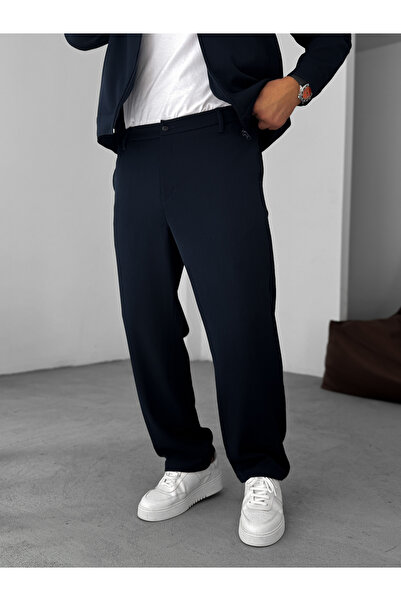 BYBASICMAN Lacivert Örme Fitilli Baggy Pantolon GJ-
