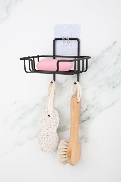 UG Home Siyah Yapışkanlı Kancalı Katı Sabunluk Tutucu Bulaşık Süngerlik Düzen...