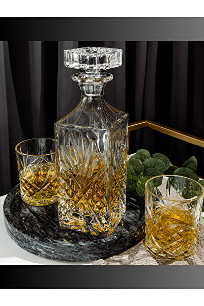 MADAME LUDA Vip-Luxury-7 Piece Whiskey Set-Gift Set-(750 Ml. Caraf Decanter-340 Ml.6 Whiskey Glasses)