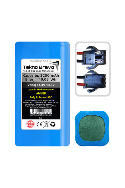 Tekno Bravo (Anker Eufy Robovac 35C Uyumlu) 3200mAh 46,08Wh Robot Süpürge Yedek Bataryası