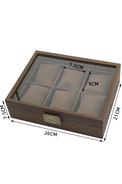 PUFO Elegant wooden box for storing and organizing 6 watches, Noble model, brown