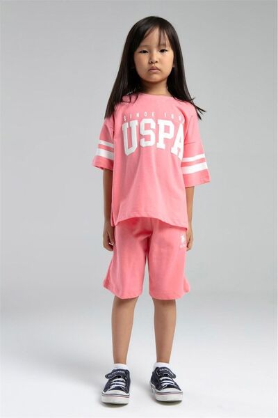 U.S. Polo Assn. Kids U.S. Polo Girls' Bermuda Set Two Thread Knitted Fabric