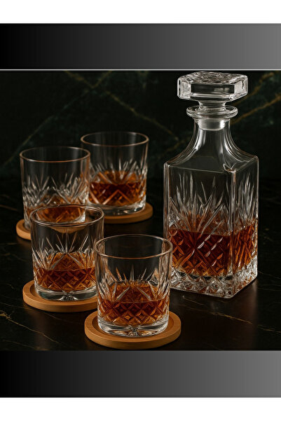 MADAME LUDA Vip-Luxury-7 Piece Whiskey Set-Gift Set-(750 Ml. Caraf Decanter-340 Ml.6 Whiskey Glasses)
