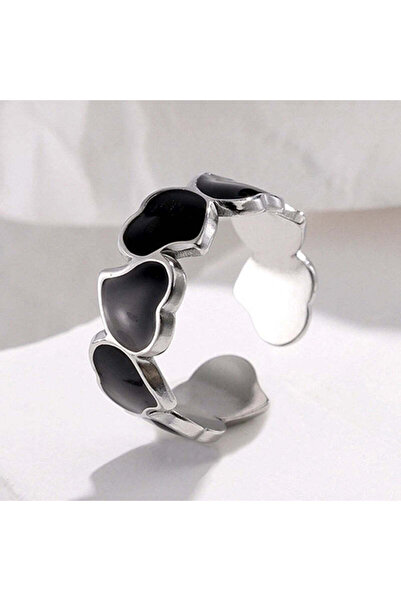 Pursehuit Inel culoare argintie, reglabil, din oțel inoxidabil, suflat cu aur...