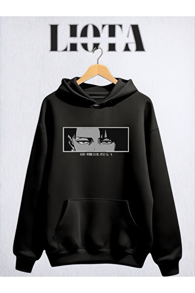 Vordevia Hanorac oversize din bumbac cu 3 fire, imprimat Attack On Titan