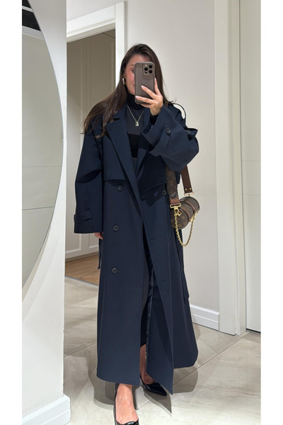 My Blog Navy Blue Oriana Trench - 7589