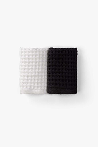 Goldstar Home Aqua Line Waffle Hand Towel Set Anthracite-White 30X50