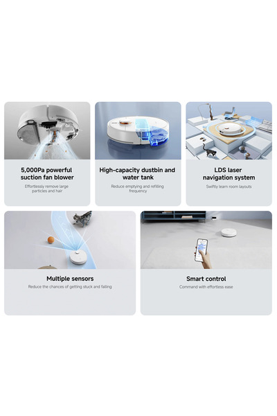 Xiaomi Robot Vacuum S40C Mop and Sweep 5000Pa Powerful Suction LDS BHR9654GB - White