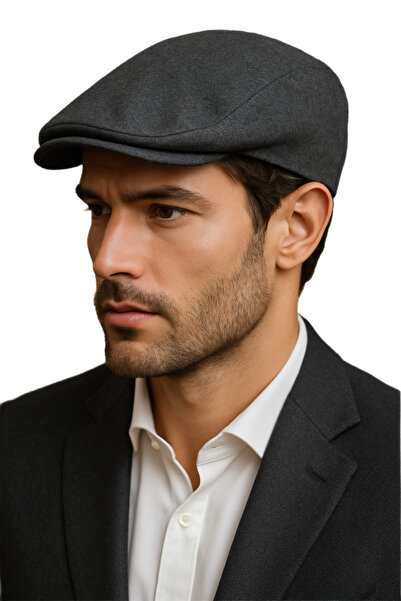 HatClub Exclusive Men's Winter Wool Fabric Standard Size Smoked London Cap with Elastic Back