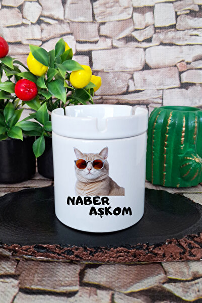 qoeuyl boutique Naber Aşkom-Αστείο τασάκι με στάμπα γάτας, διασκεδαστικό δώρο...