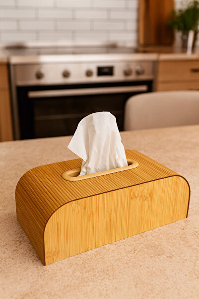 Vienev Wooden Rectangular Napkin Holder – Decorative Tissue Box with Natural Wood Pattern Ams1118