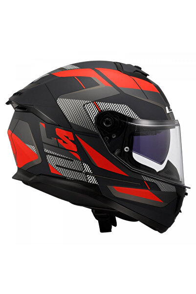 LS2 STREAM 2 ROAD KAPALI KASK MAT SİYAH-TITANIUM-KIRMIZI