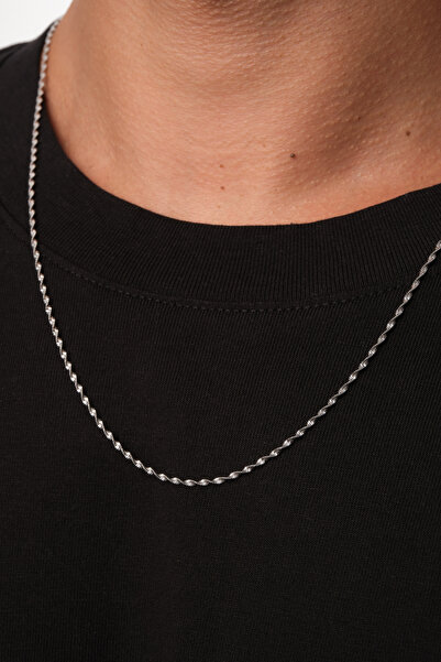 ByFlorya Jewelry قلادة رجالية من الفولاذ المقاوم للصدأ بسلسلة حلزونية 1 مم مق...