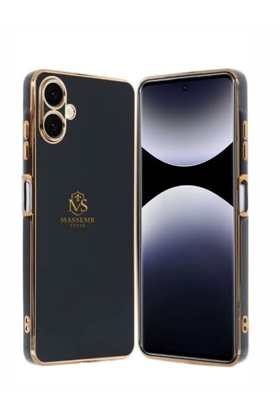 Massemr Samsung Galaxy A06 Case Shiny Gold Foil Premium Stylish Silicone Flexible Shockproof Cover