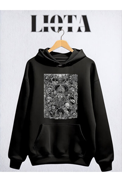 Vordevia Hanorac oversize din bumbac cu 3 fire, imprimat Attack On Titan
