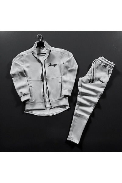 ByFourMan Brooklyn Printed Gray Bottom Top Tracksuit Set