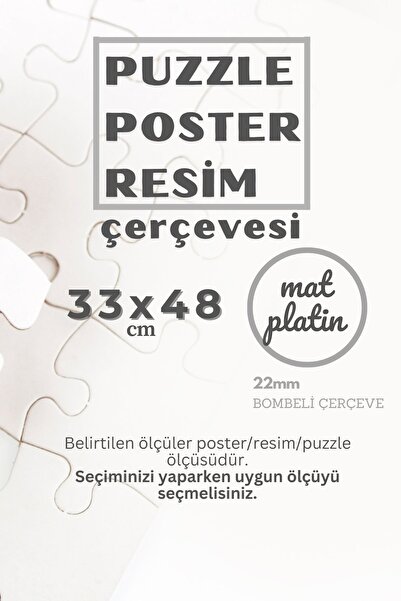 AtlasSG 22lik MAT PLATİN Puzzle 500 Poster Resim Çerçevesi PVCli Postersiz Resimsiz Çerçeve 33x48 cm