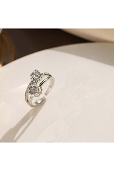 Pursehuit Ασημένιο ρυθμιζόμενο δαχτυλίδι από ανοξείδωτο ατσάλι, φυσητό με χρυ...