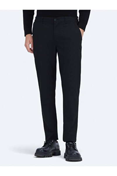 Kip Black Woven Jogging Fit Casual Trousers