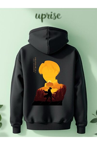 Vordevia Hanorac Attack On Titan Levi Ackerman cu imprimeu din bumbac cu 3 fi...