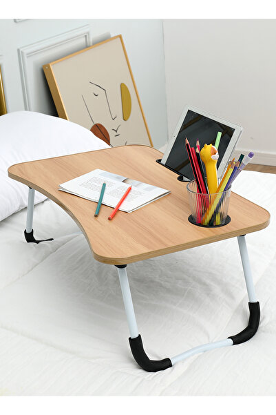 Lawazim Foldable Laptop Desk - Bed Table with Cup Holder Compact Ergonomic Design
