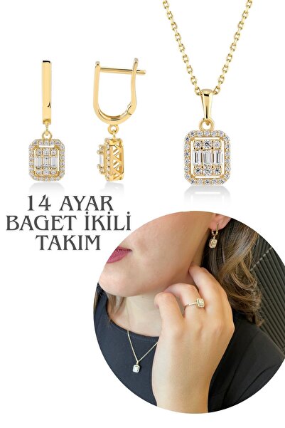 Hepimitu Baget Set 14 Ayar Kolye Küpe
