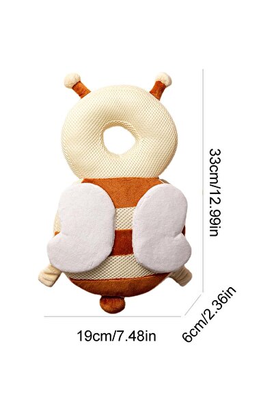 Flippy Head Protection Backpack Pillow, Bee Design, Beige/Brown