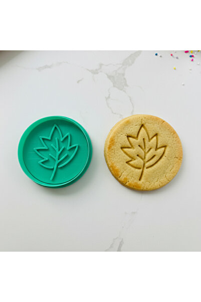 Düvencioğlu قالب كوكيز بنمط أوراق الشجر، أخضر، دائري، ذو طابع خريفي، لتشكيل ا...