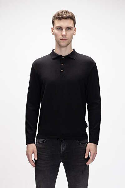 Bad Bear Kuger Siyah Polo Yaka Erkek Triko Kazak