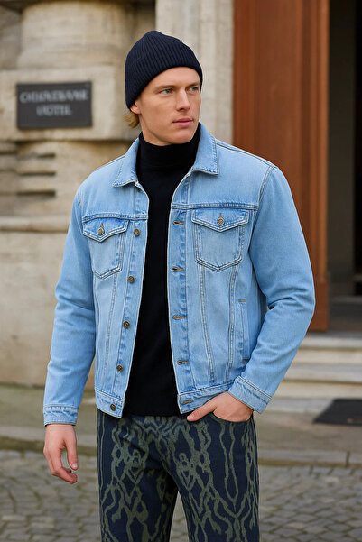 DAMGA JEANS Men's Seasonal Jeans Basic Loose B.Blue Denim Jacket