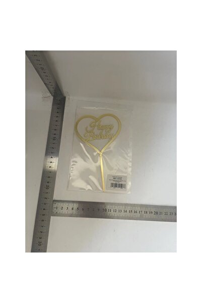 Flippy Decorative Cake Topper, Flippy, Heart-Shaped 'Happy Birthday' Theme, Gold